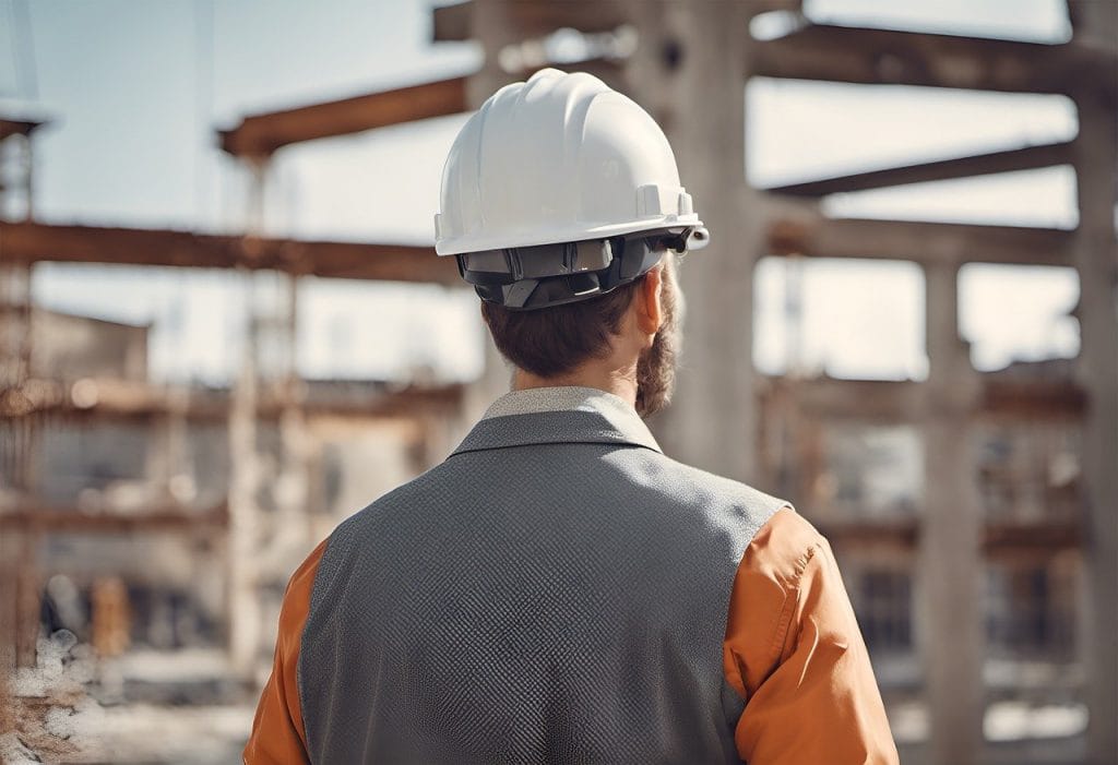 Man on a construction site with a hard hat on